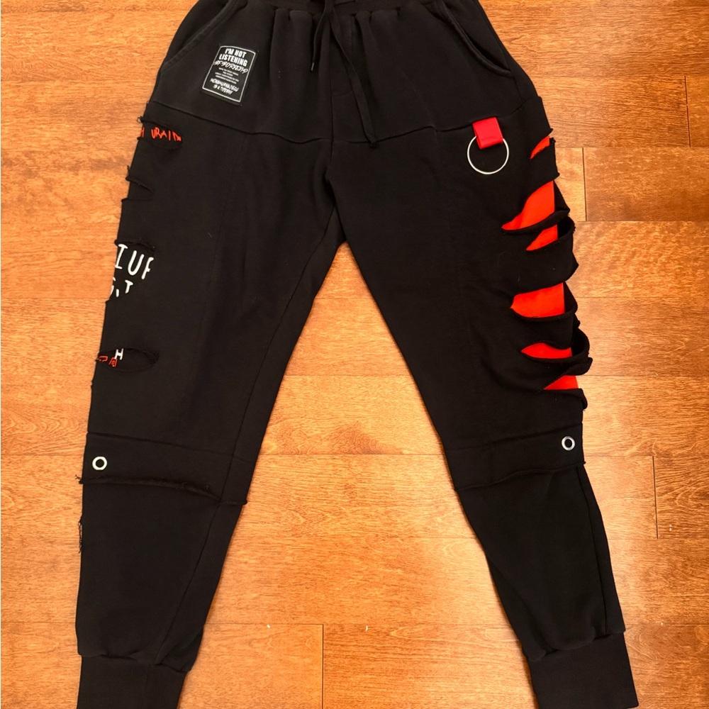 Black and Red Joggers